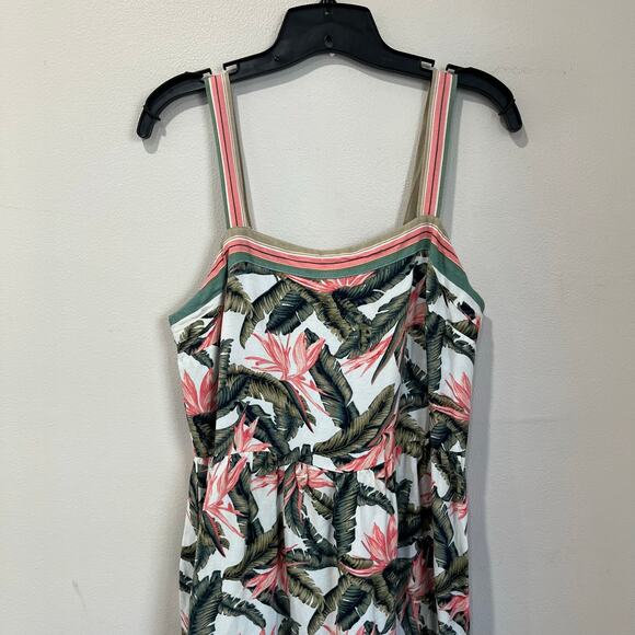 LOFT Linen Blend Tropical Floral Tiered Maxi Dress Size 6 Resort Vacation - Picture 7 of 8